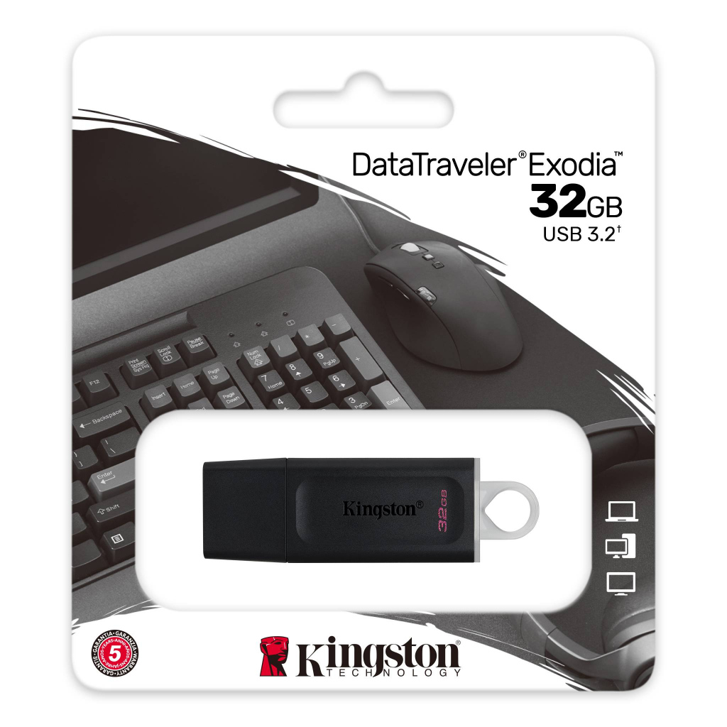 KINGSTON DTX/32GB USB 3.2 Data Traveler Exodia  Gen 1 Flash Disk (Siyah - Beyaz)